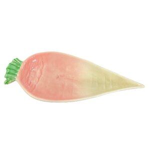 Italian‎ Pottery Vegetable Radish Tray Long Serving Dish Hand Painted Ceramic